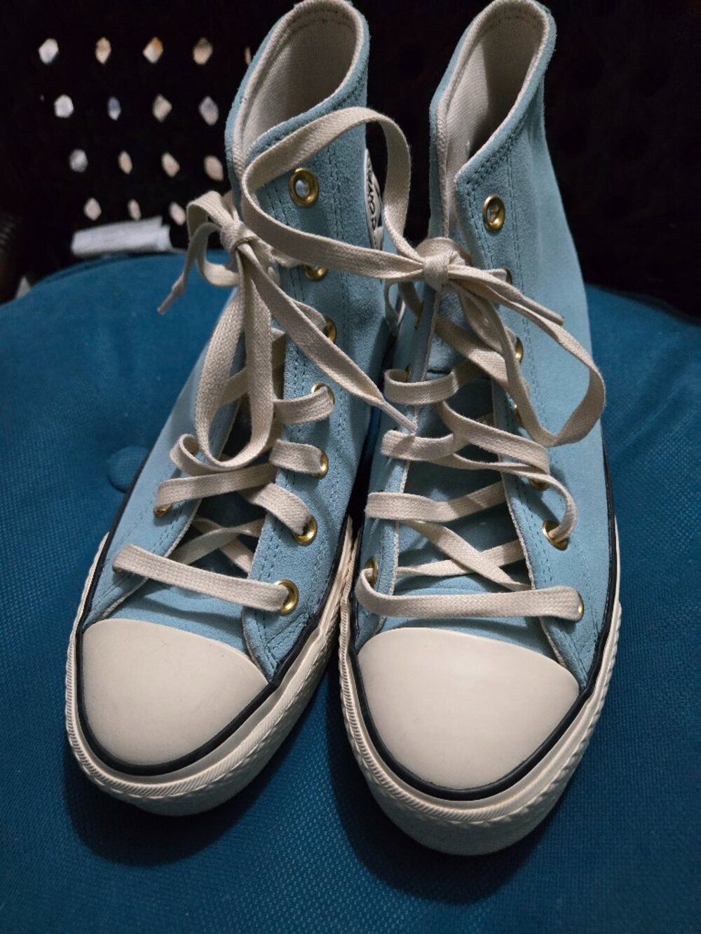 Converse Chuck Taylors All Star Blue-Suede Like High Top Sneakers, Women's SZ 8